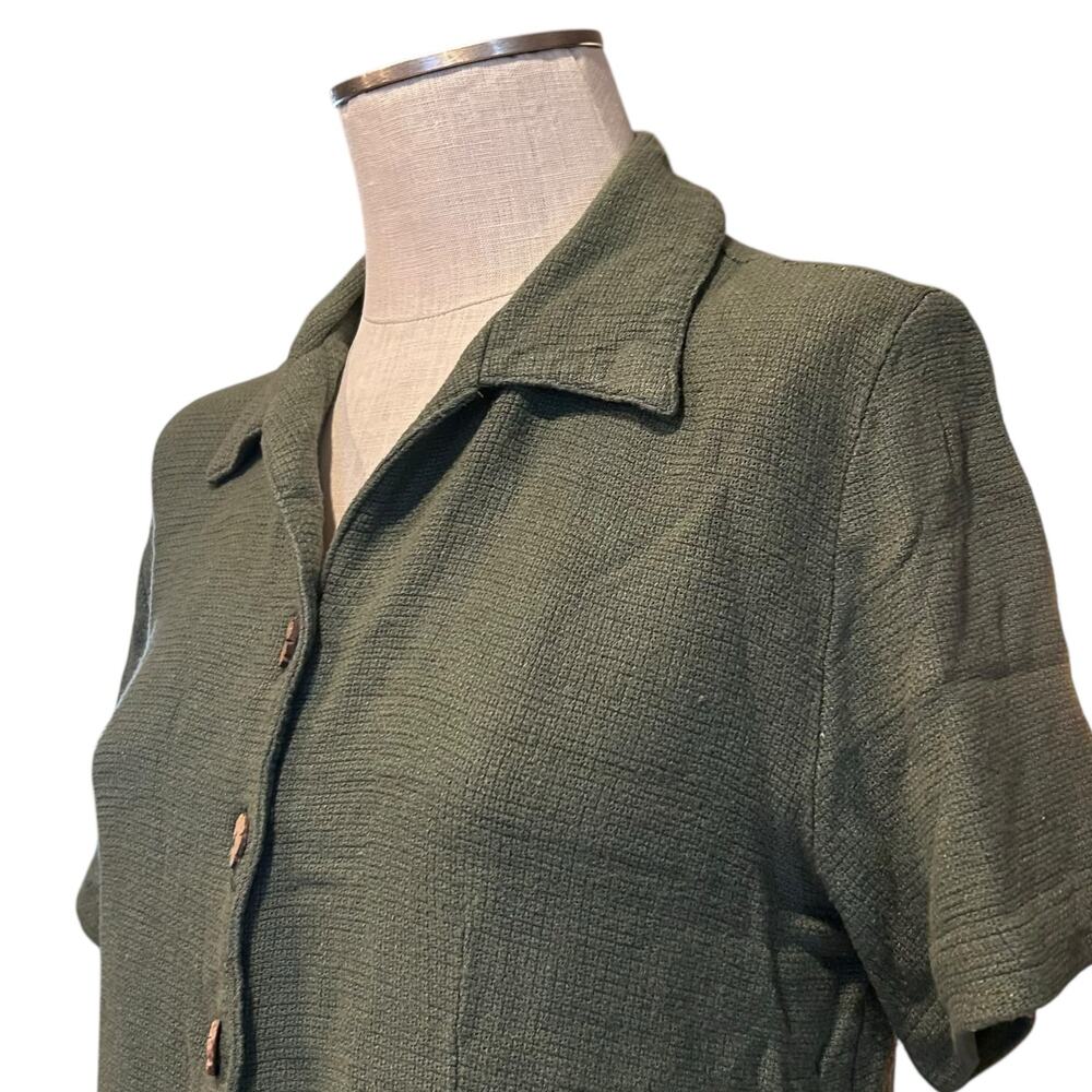 Vintage Green Cropped Button Down Shirt Womens Sz Medium Coastal Cowgirl Cottage - Picture 10 of 16